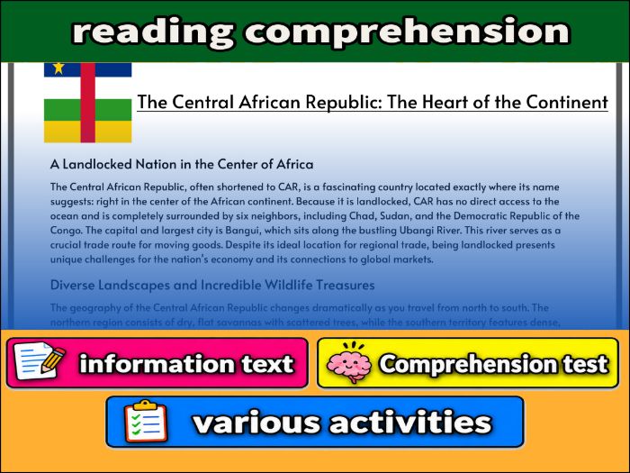 The Central African Republic: The Heart of the Contin- Reading Comprehension, Worksheet & Activities