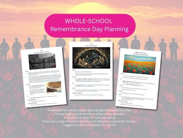 Whole School Remembrance Day celebration and learning editable plan