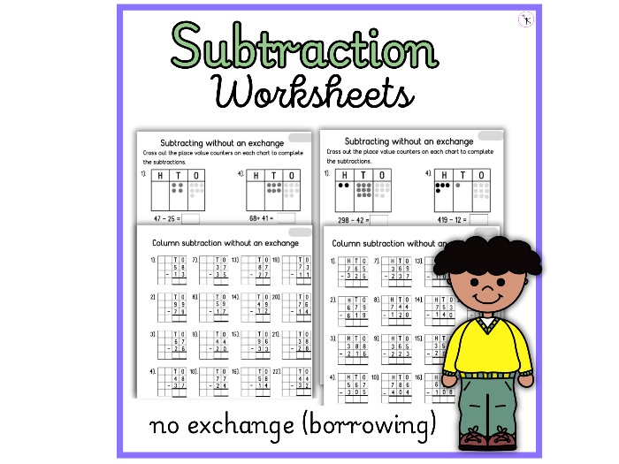Subtraction Worksheet Math Practice with 2 and 3 digit numbers for elementary