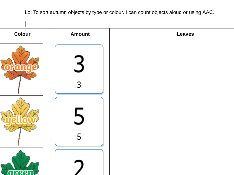 Autumn Colours & Counting to 10