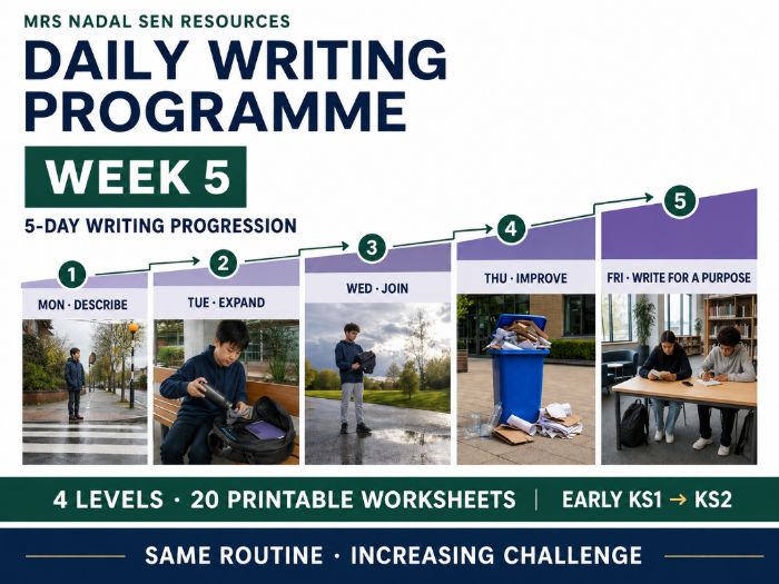 Daily Writing Programme – Week 5 | 5-Day SEN Picture Writing | 4 Levels
