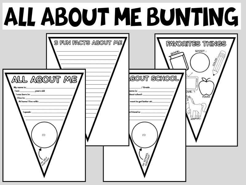 All about me bunting  - KS2 primary - Back to School writing & classroom display templates