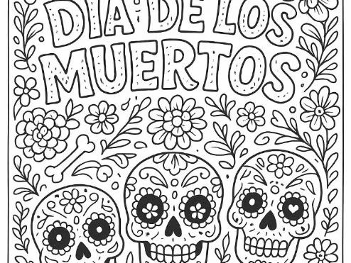 Dia De Los Muertos Mindful Colouring Page
