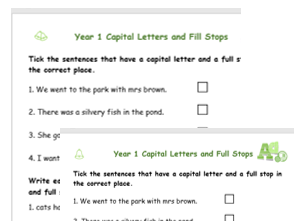 Capital Letters and Full Stops Practice for Year 1