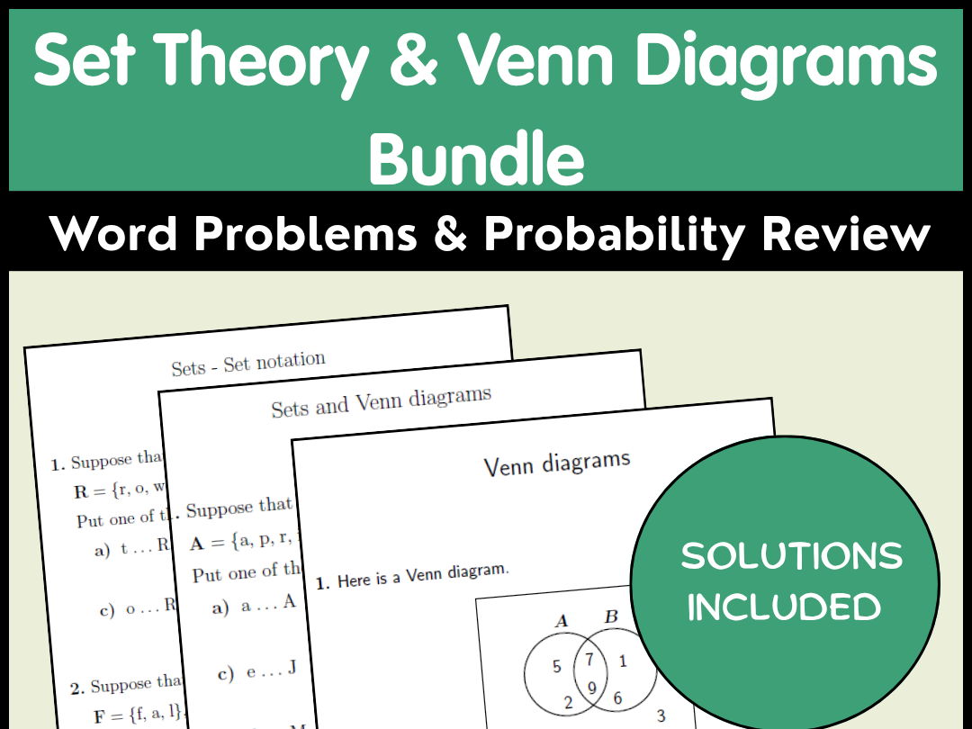 Set Theory & Venn Diagrams Bundle | Word Problems & Probability Review