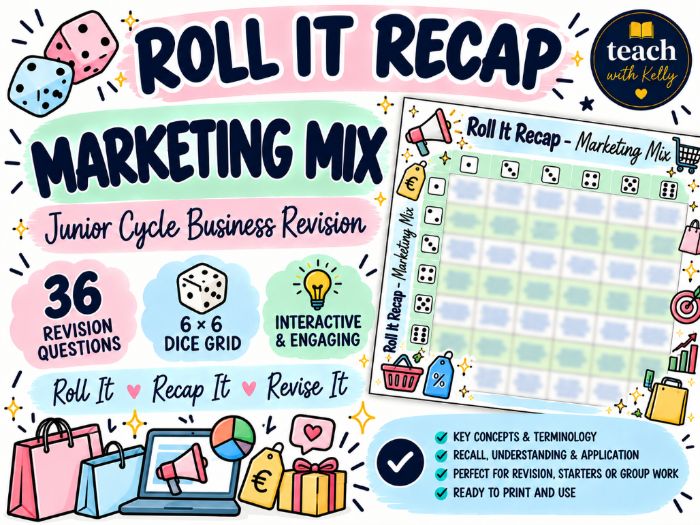 Roll it Recap - The Marketing Mix - FREE - Business Studies