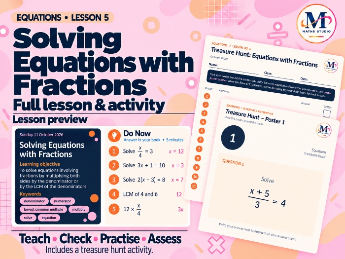 Solving Equations with Fractions | Lesson & Activity