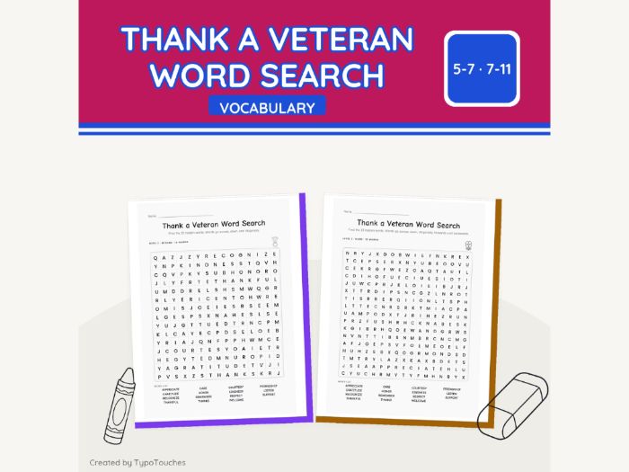 Thank a Veteran Word Search | 6 Sheets