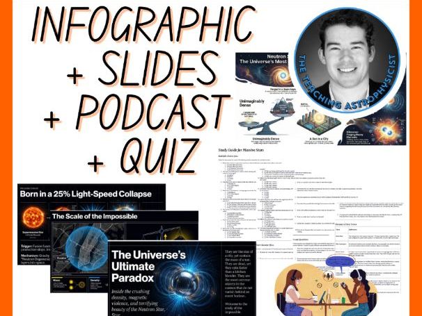 Neutron Stars | Infographic + Slides + Podcast + Quiz Space Science Set