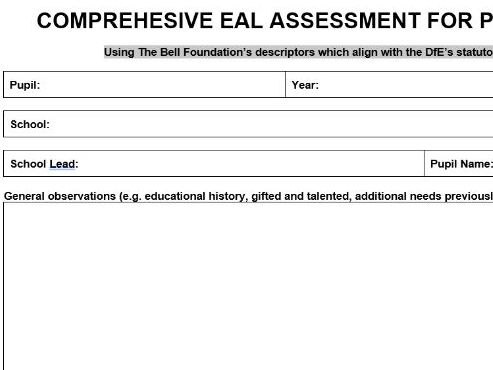 Comprehensive EAL Assessment for Primary Schools (CEALA)