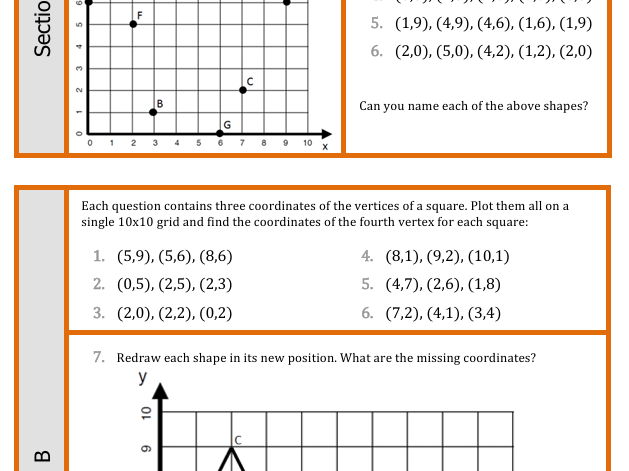 Coordinates in the first quadrant