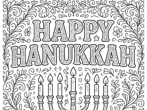 Happy Hanukkah Colouring Page