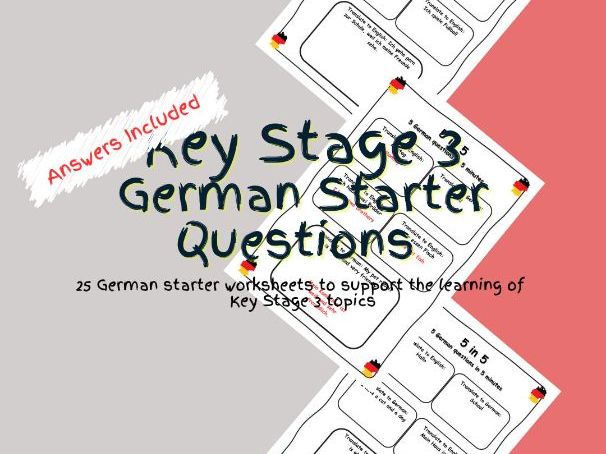 Key Stage 3 German Starter Questions Worksheets PDF