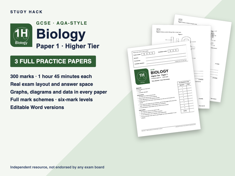GCSE Biology Paper 1 Higher: 3 Full Practice Papers with Mark Schemes (AQA-style)