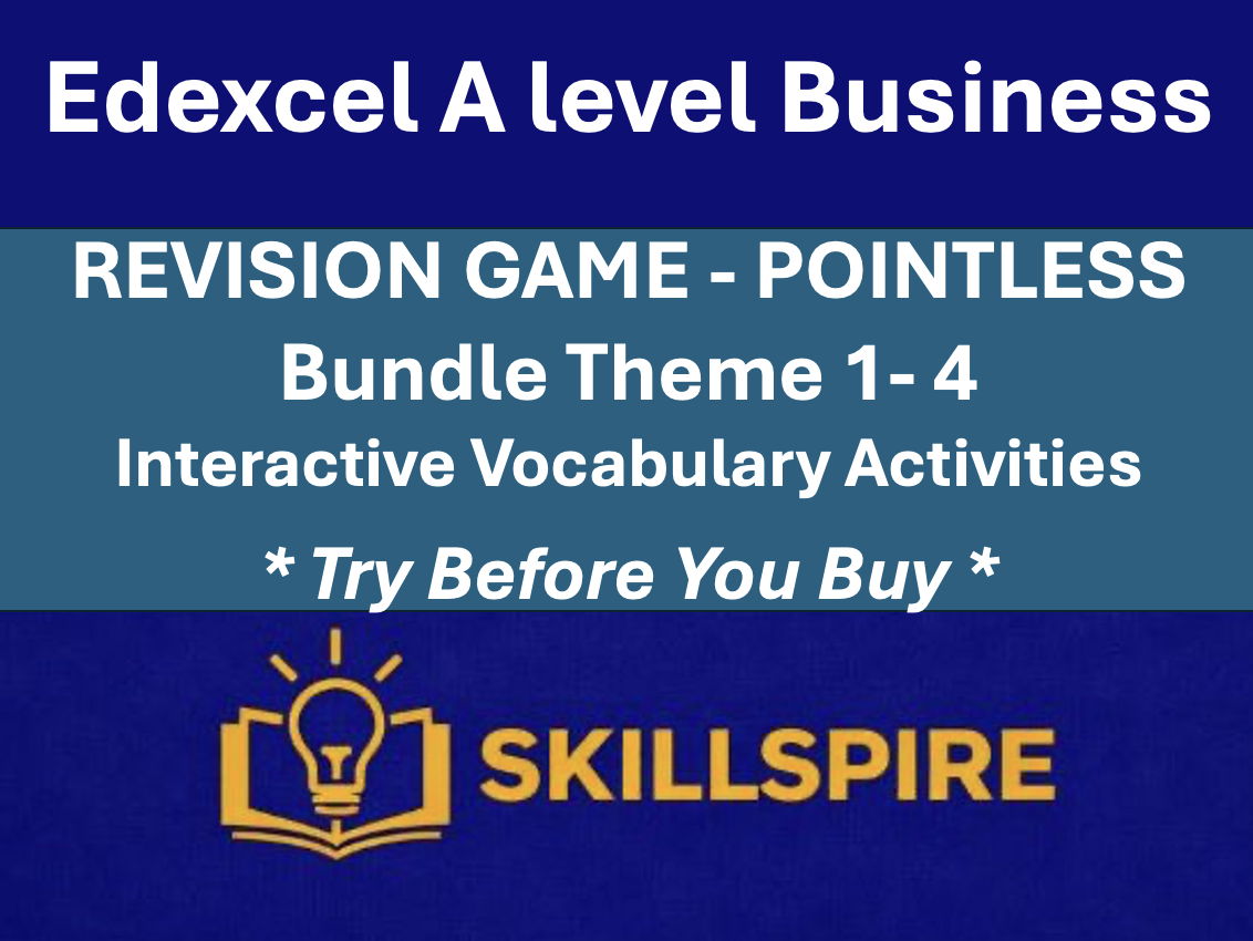 Edexcel A Level Business Revision Game Bundle (Themes 1–4) | Interactive Vocabulary Activities | All Exam Boards