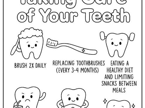 Oral Hygiene/ Dental Care/ Tooth Brushing Colouring Sheet