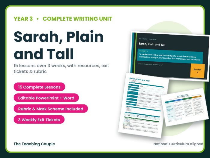Sarah, Plain and Tall | Year 3 English Unit | 15 Complete Lessons + Resources