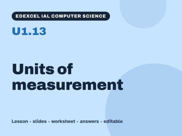 Edexcel IAL Computer Science – U1.13 Units of measurement – Lesson & Worksheet
