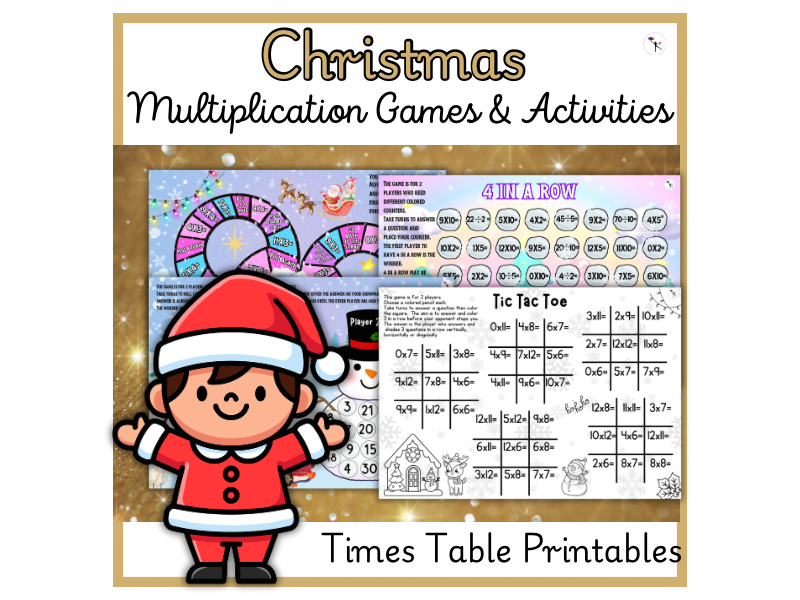 Christmas math games 2nd Grade, 3rd & 4th grade Christmas times table printables