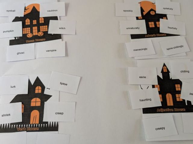 Parts of Speech Haunted House Sorting