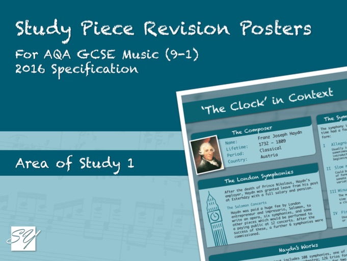 Study Piece Revision Posters for AQA GCSE Music (2016 Specification) - Area of Study 1