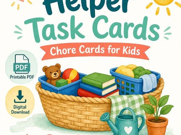 Helper Task Cards | Chore Cards for Kids | Printable PDF | Digital Download