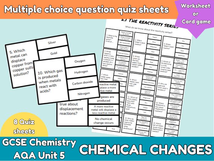 Chemical Changes Multiple choice question Quizzes | AQA GCSE Chemistry Unit 5 Review and Revision
