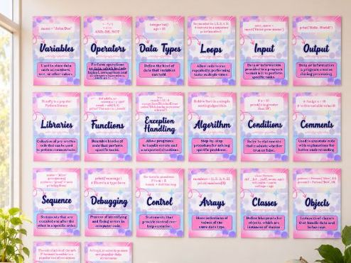 Programming Basics Cheat Sheet Posters – Computer Science Classroom Display
