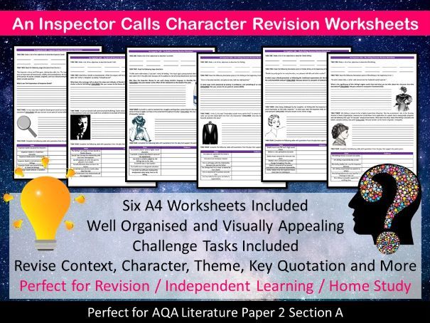 An Inspector Calls Character Revision Worksheets | Teaching Resources