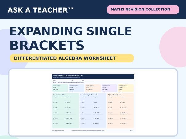 Expanding Single Brackets | Differentiated Algebra Worksheet | KS3 & GCSE
