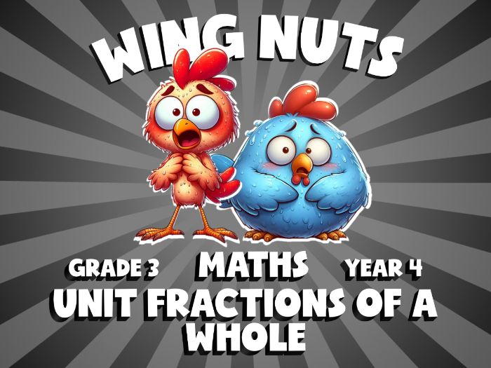 Unit Fractions of a Whole WING NUTS Maths Game | No-Prep Year 4 Review Activity