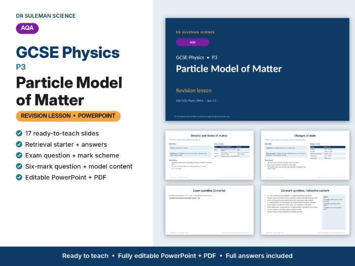 AQA GCSE Physics P3 Particle Model of Matter Revision Lesson PPT