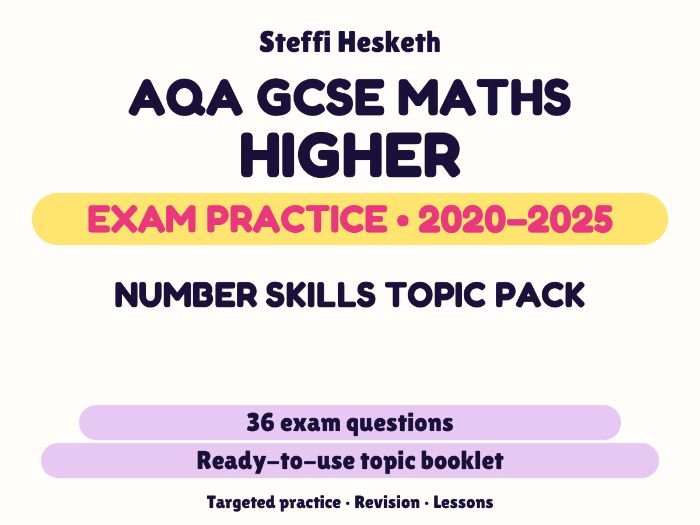 AQA GCSE Maths Higher: Number skills topic pack Exam Questions | 2020-2025