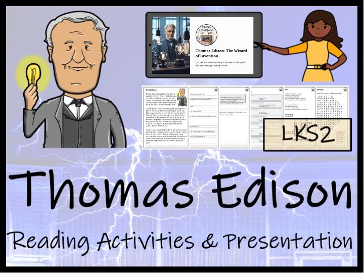 Thomas Edison Reading Passage Comprehension Activities | Year 3 or Year 4