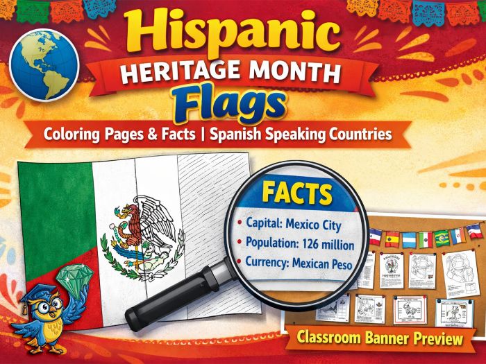 Hispanic Heritage Month Coloring Flags