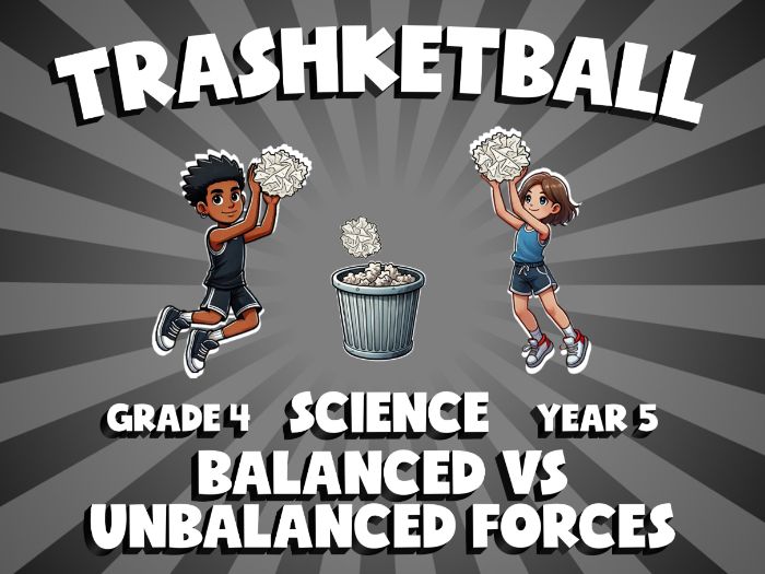 Balanced vs Unbalanced Forces TRASHKETBALL Science Game | No-Prep Year 5 Review Activity
