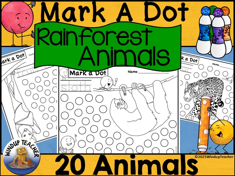Rainforest Animals Do-A-Dot Marker Activity - Bingo Dot Dauber Worksheets