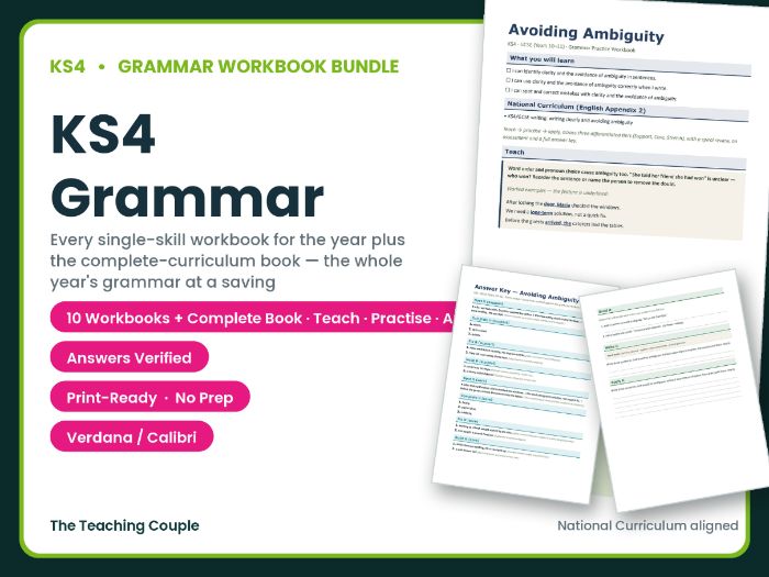 KS4 Grammar Worksheets Bundle – Whole Year + Answer Keys
