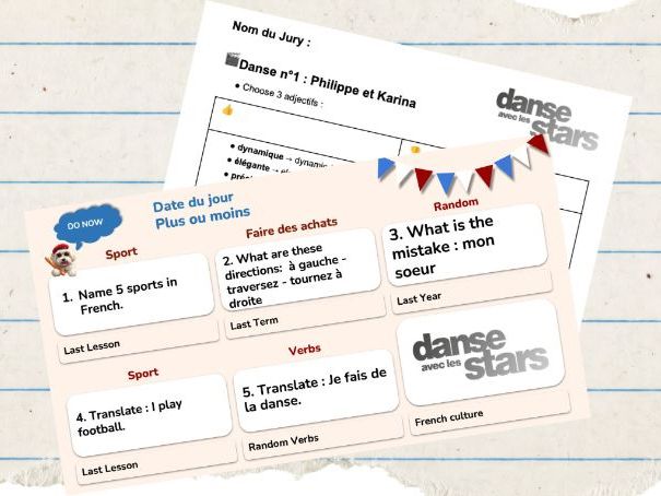 French Comparatives and Sports - Year 8 - Danse avec les stars