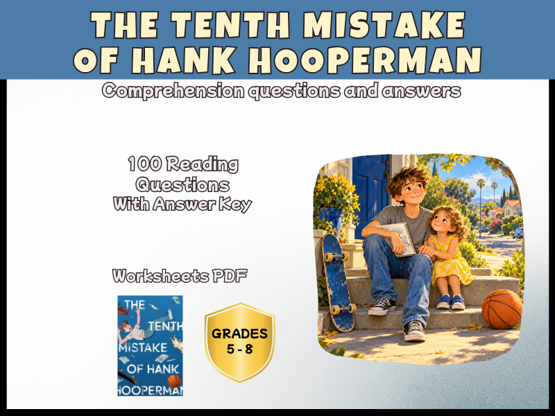 The Tenth Mistake of Hank Hooperman | Comprehension Questions & Novel Study | Years 5–8