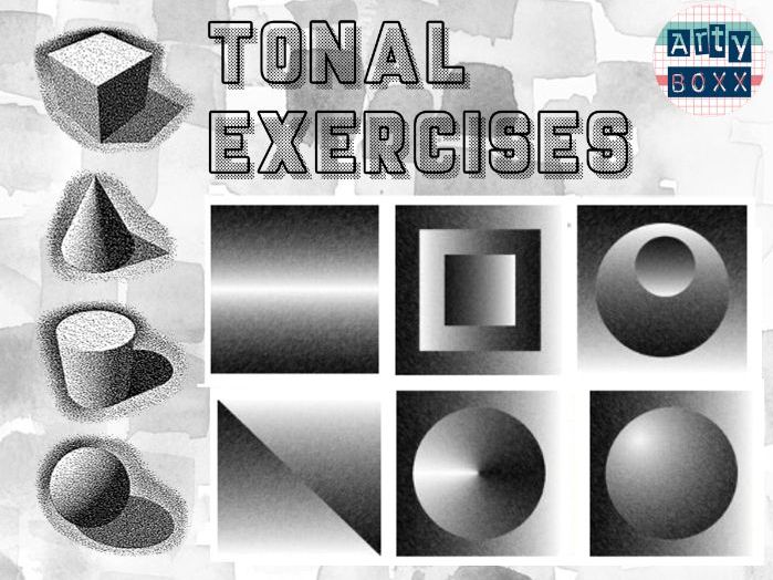 TONAL EXERCISES Shading And Basic Form Worksheet Teaching Resources