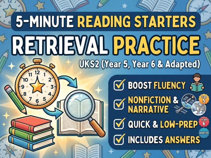 UKS2 5 minute Reading Starters Adapted 3 ways (1 week) 1