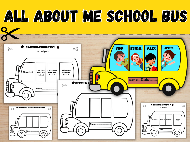 All About Me School Bus Activity | Back to School | First Day of School |writing