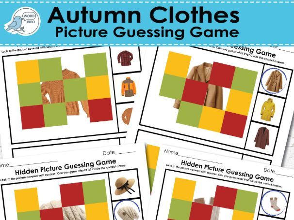 Autumn Clothes Hidden Picture Guessing Game | 10 Pages | Preschool, ESL, Montessori