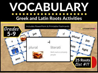 Greek and Latin Roots Vocabulary Activities | List #11 | Prefixes, Suffixes, Word Parts