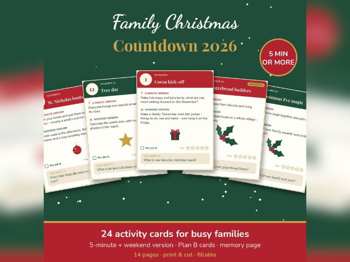 Christmas Countdown: 24 Activity Cards 2026
