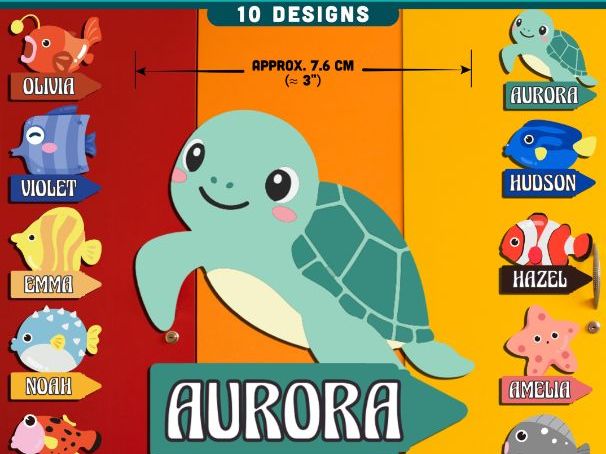 Sea Animal Name Tags, Editable Locker & Cubby Labels, Student Space Decor