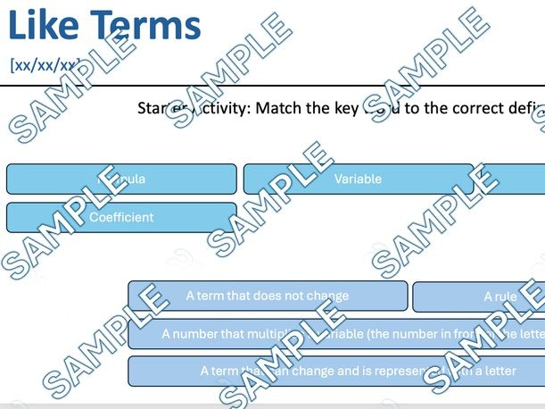Introducing  Like Terms Powerpoint Year 7