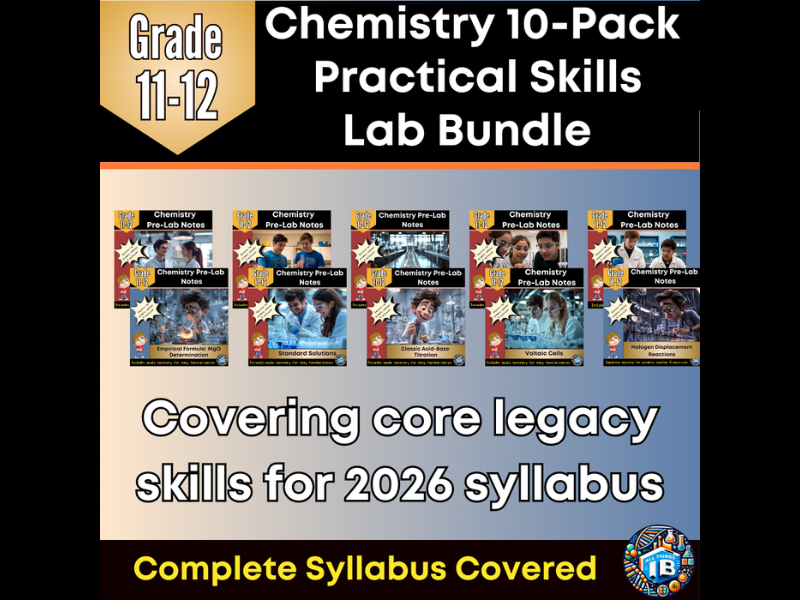 IB DP Chemistry 10 Practical Lab Investigations Pre-Lab Notes Bundle 2026
