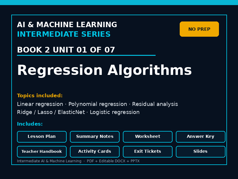 Regression Algorithms – No Prep Lesson Pack – Book 2 Unit 01